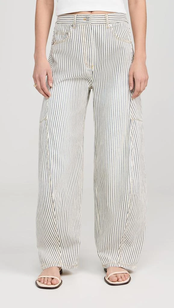 Tibi Stone Washed Striped Denim Sid Jeans 7