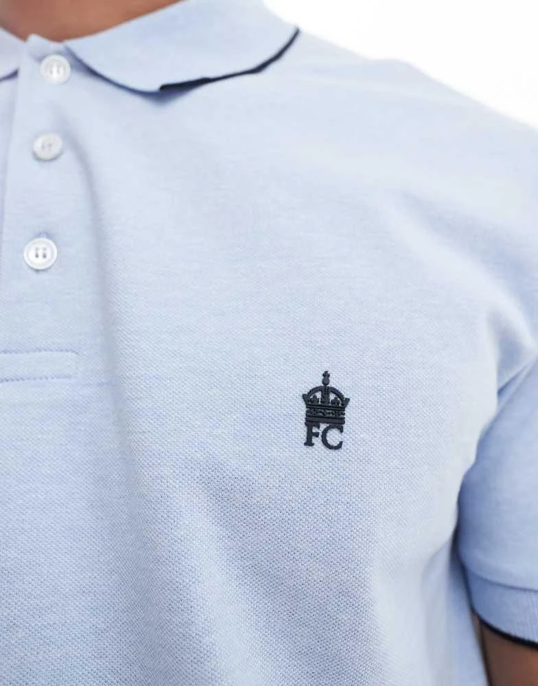 French Connection Mens French Connection single tipped polo in sky blue 3