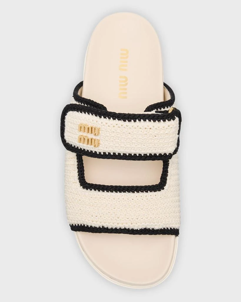 Miu Miu Bicolor Crochet Grip Slide Sandals 5