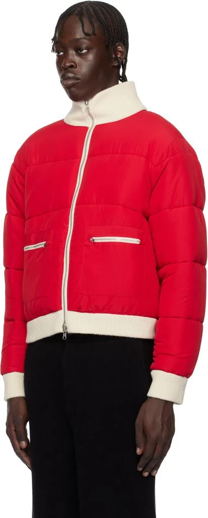 Guest in Residence Off-White & Red Quilted Reversible Puffer Jacket 4