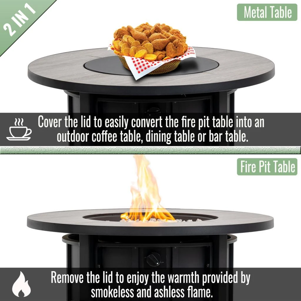 Streamdale Furniture Streamdale 30-inch Outdoor Fire Pit Table with Wood Grain Ceramic Top 2