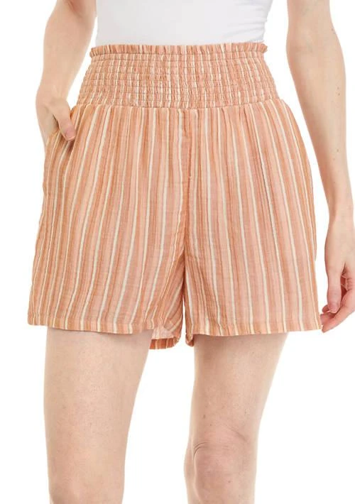 Wonderly Womens Striped Smocked Waist Shorts 1