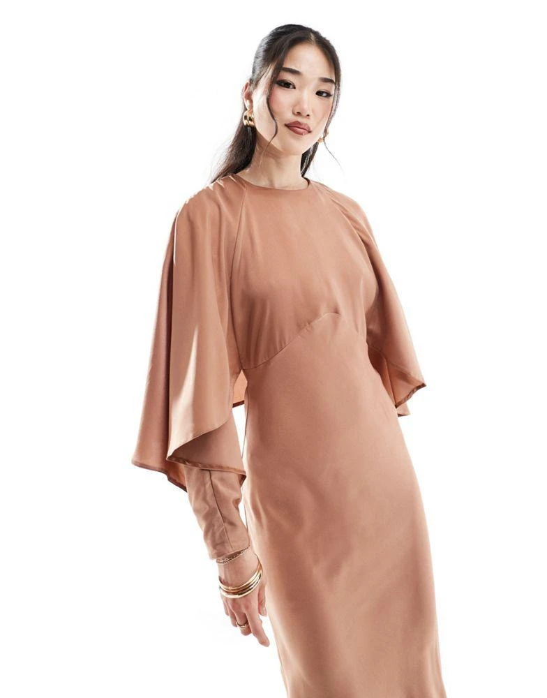 ASOS ASOS DESIGN satin batwing overlay detail bias maxi dress in mocha 2