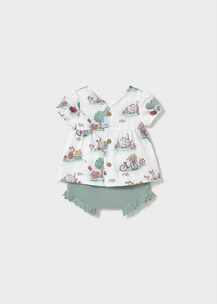 Mayoral Mayoral - Girl's Garden Friends Shirt & Mint Short Set