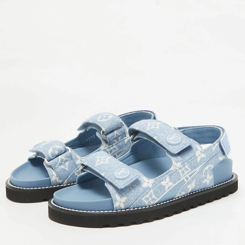 Louis Vuitton Louis Vuitton Blue Monogram Denim Paseo Flat Sandals Size 37 2