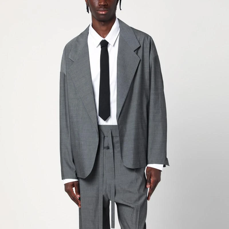 Fear of god Gray single-breasted jacket in cotton and wool 1