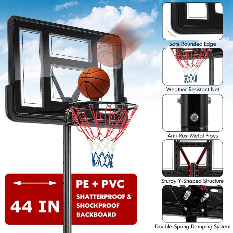 Hivvago 4.25-10 Feet Adjustable Basketball Hoop System with 44 Inch Backboard-A 4