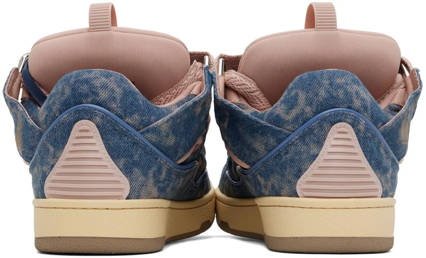 Lanvin SSENSE Exclusive Blue & Pink Curb Denim Sneakers 2