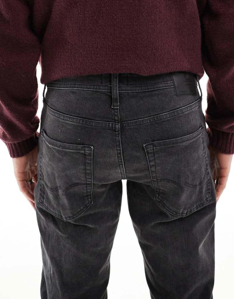 Jack & Jones Jack & Jones Mike tapered jeans in dark grey wash 5