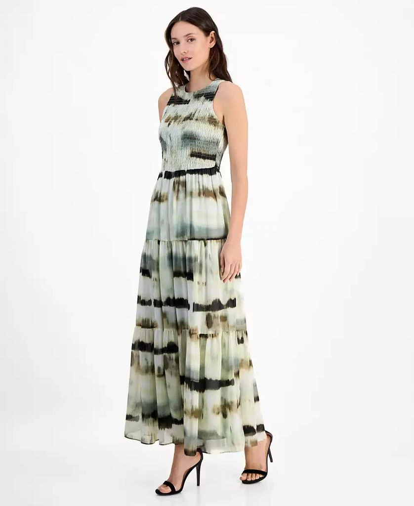 Anne Klein Petite Smocked-Bodice Tiered Sleeveless Maxi Dress 5