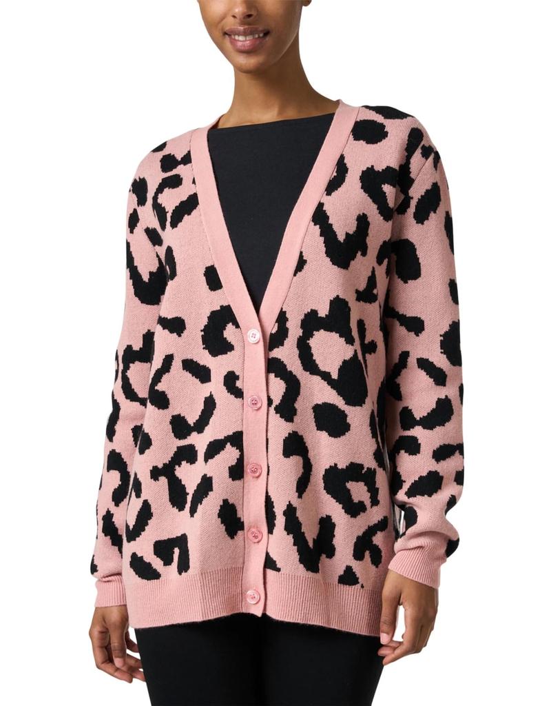 Madeleine Thompson Cecelia Wool Cashmere Cardigan In Pink Leopard