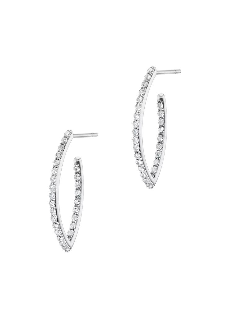 Sheryl Lowe Baby Sterling Silver & 0.63 TCW Diamond Marquise Hoop Earrings