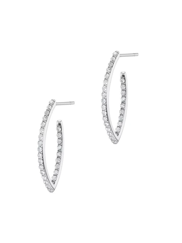 Sheryl Lowe Baby Sterling Silver & 0.63 TCW Diamond Marquise Hoop Earrings 1