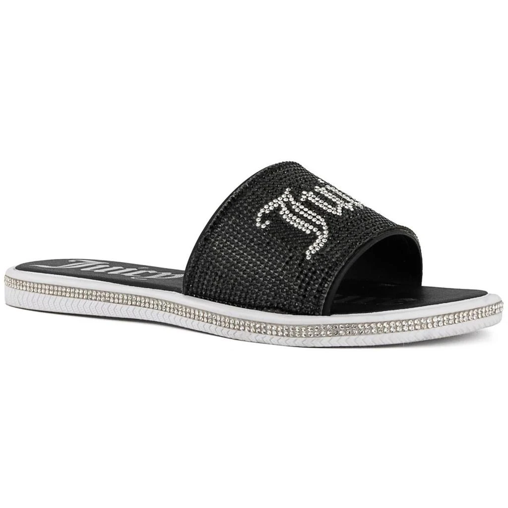Juicy Couture Womens Faux Leather Rhinestones Slide Sandals 3