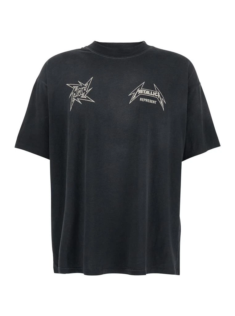 Represent 40 Year Anniversary Represent X Metallica Black T-shirt With Front And Back Logo Print In Cotton Blend Man 1