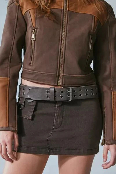 Urban Outfitters Distressed Wide Leather Grommet Belt 1