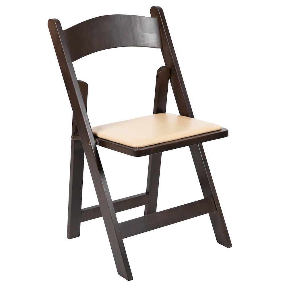Flash Furniture Chocolate Wood Folding Chair with Vinyl Padded Seat