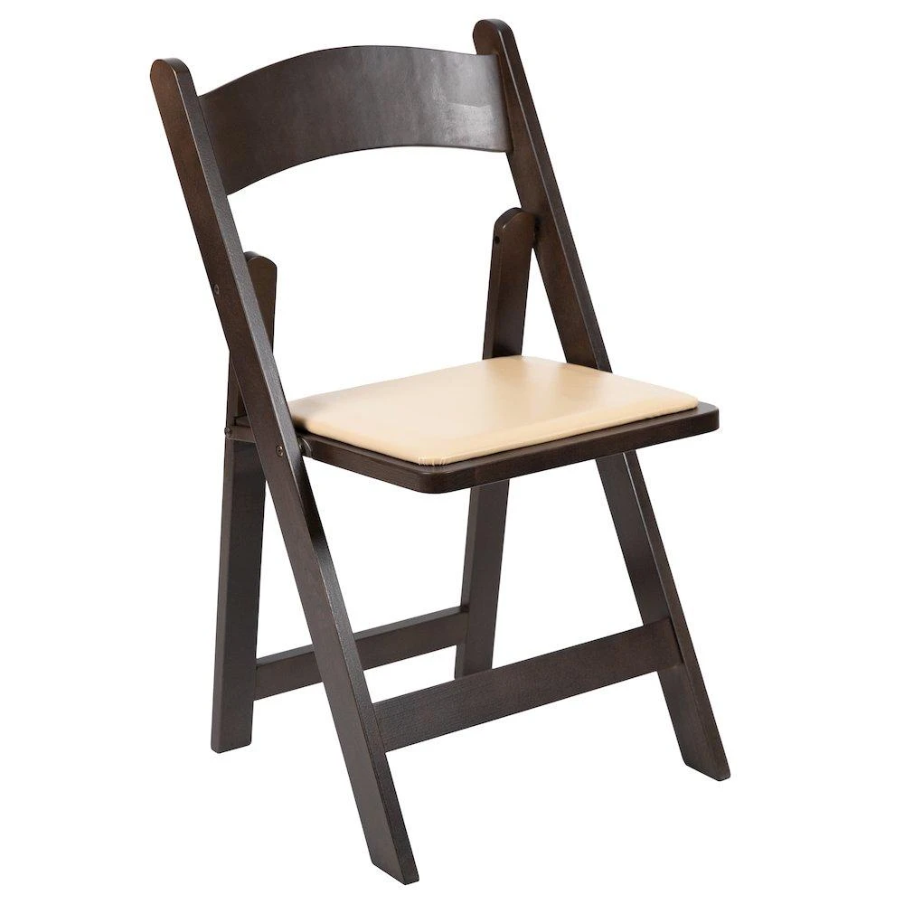 Flash Furniture Chocolate Wood Folding Chair with Vinyl Padded Seat 1