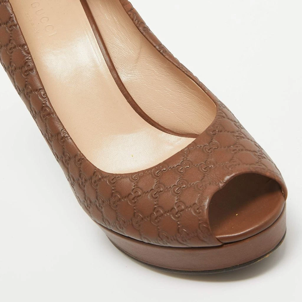 Gucci Gucci Brown Guccissima Leather Platform Peep Toe Pumps Size 39.5 8