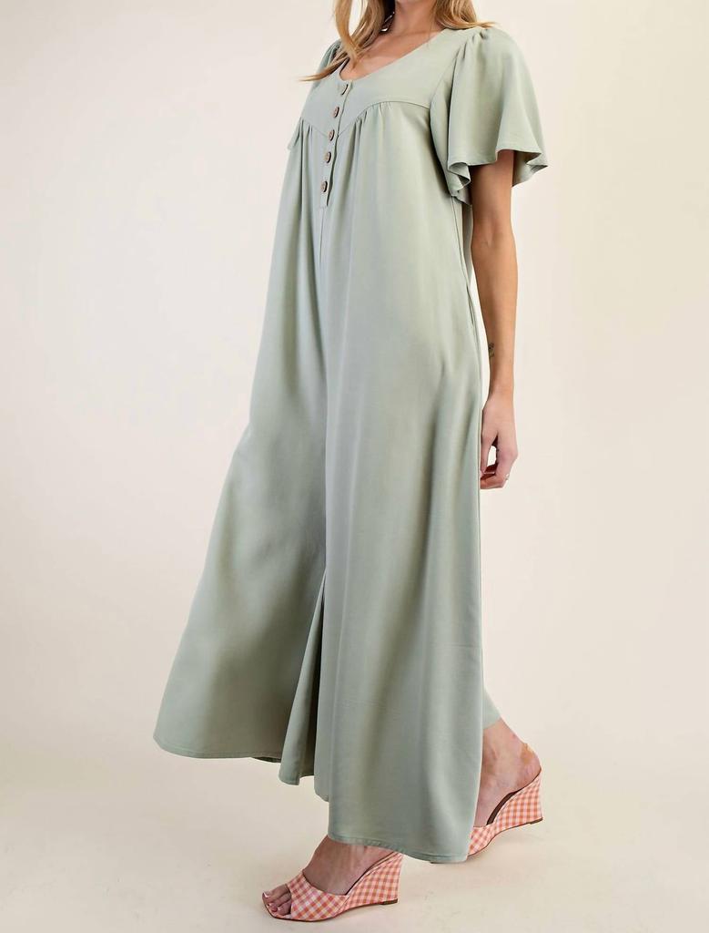 Easel Easel - Poly Woven Wide Leg Jumpsuit