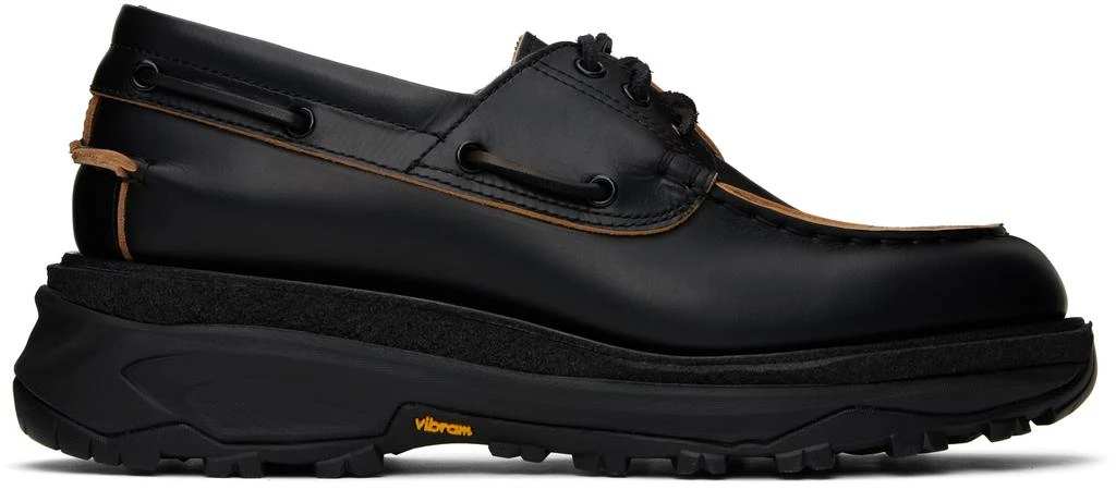 Sacai Black Leather Boat Shoes 1