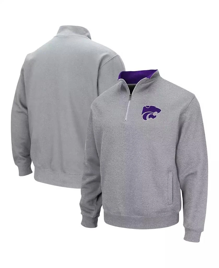 Colosseum Men's Heathered Gray Kansas State Wildcats Tortugas Team Logo Quarter-Zip Jacket 1