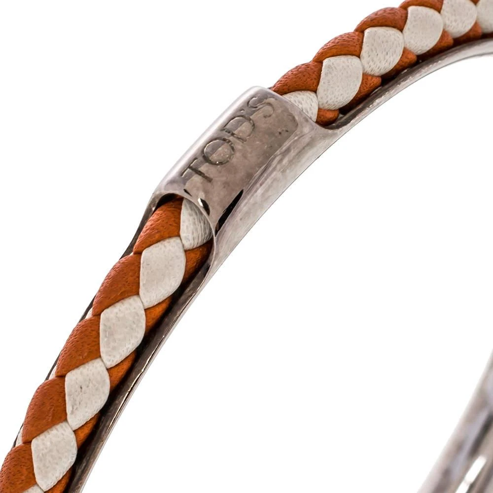 Tod's Tod's Woven Leather Gold Tone Bangle Bracelet 5