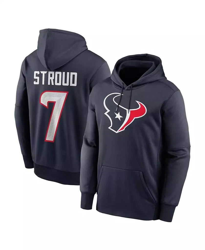 NIKE Men's C.J. Stroud Navy Houston Texans Player Name Number Performance Pullover Hoodie 1