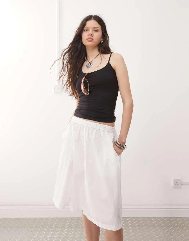 Weekday Weekday poplin midi skirt in white 1