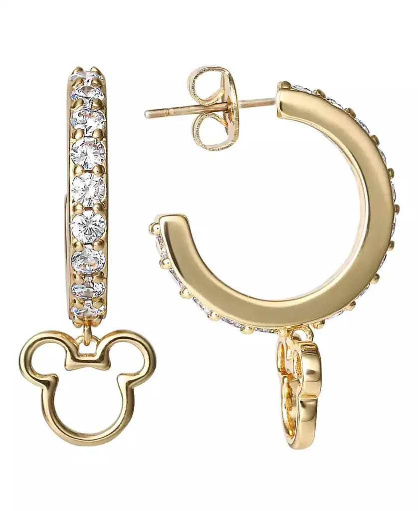 Disney Mickey Mouse Cubic Zirconia Hoop Earrings, Officially Licensed