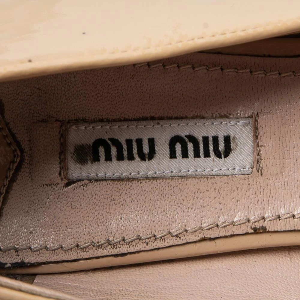 Miu Miu Miu Miu Nude Patent Leather Crystals Bow Ballet Flats Size 37 7