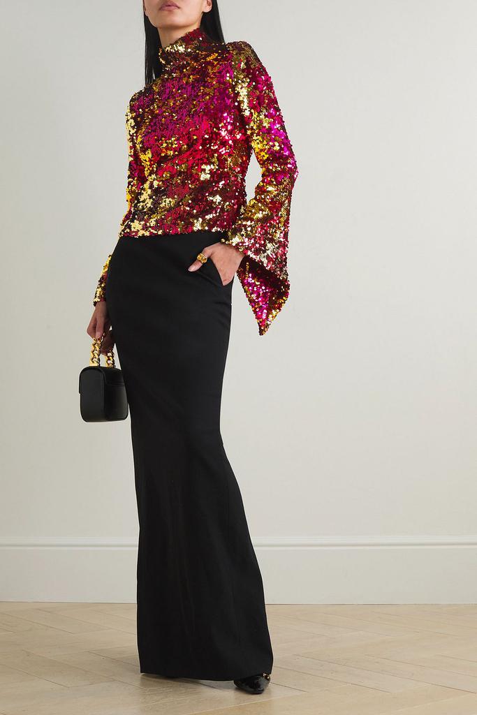 Halpern Sequined tulle turtleneck top