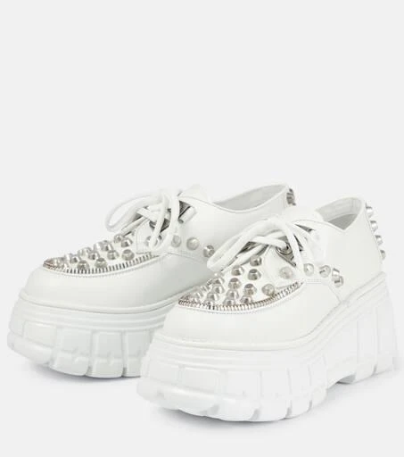 Miu Miu Embellished leather platform derby shoes 5