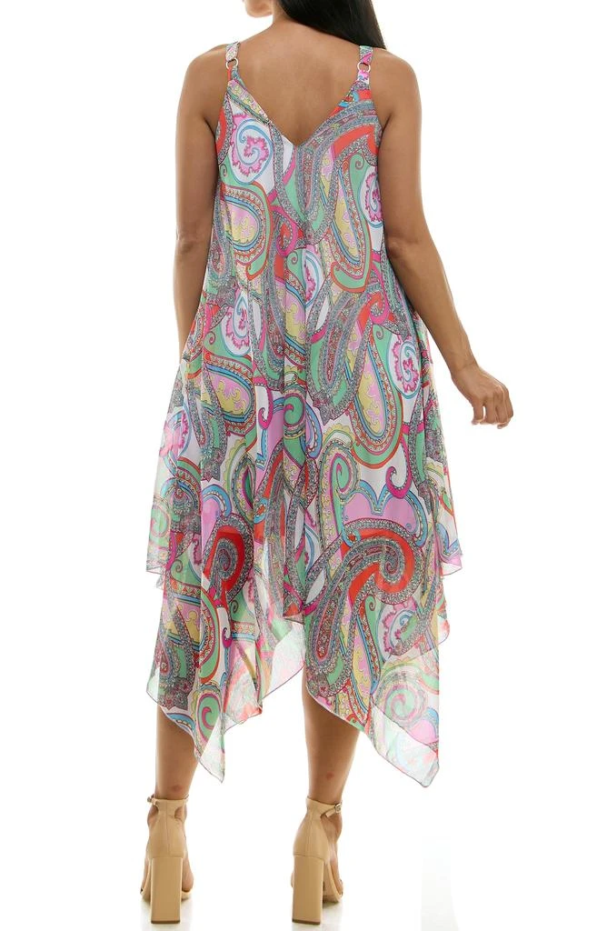 Nina Leonard Patterned Handkerchief Hem Dress 2