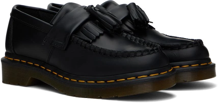 Dr. Martens Black Adrian Yellow Stitch Leather Tassel Loafers 4