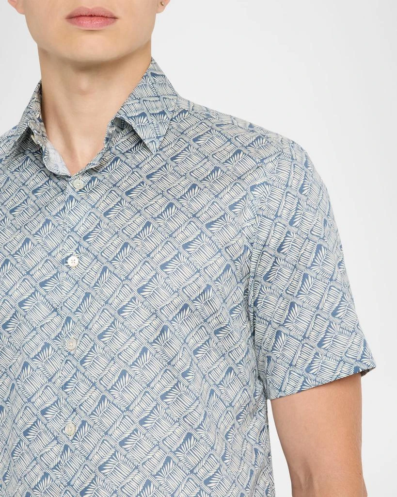 Canali Men
s Printed Cotton Short-Sleeve Shirt 6
