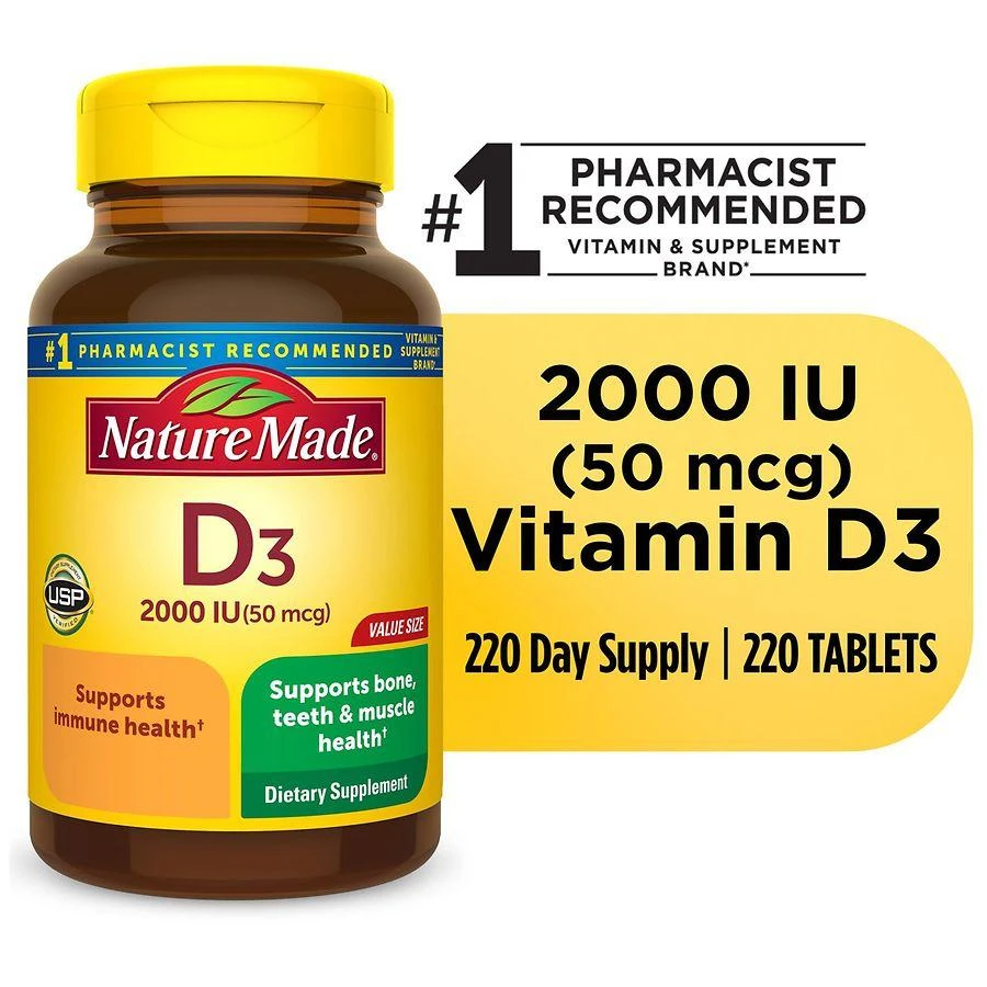 Nature Made Vitamin D3 2000 IU (50 mcg) Tablets 8