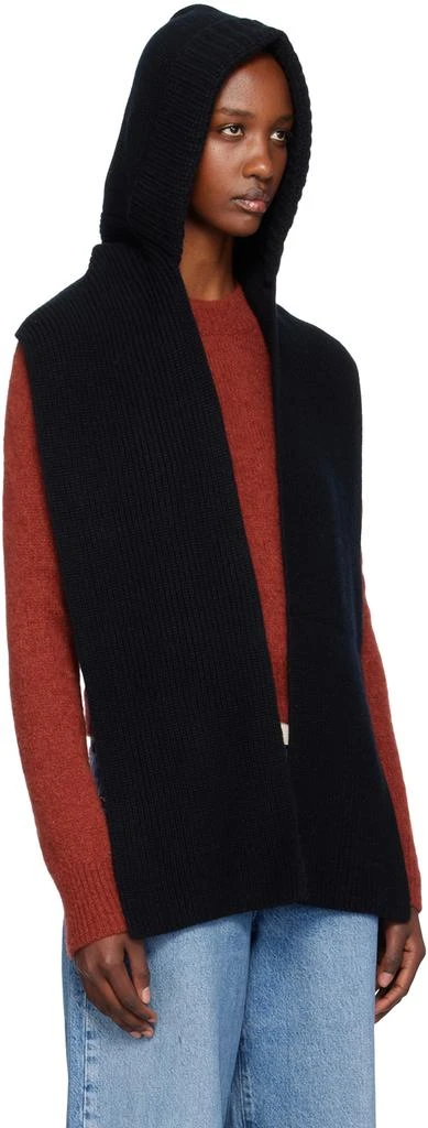 Yves Salomon Black Cashmere & Wool Hooded Scarf 4
