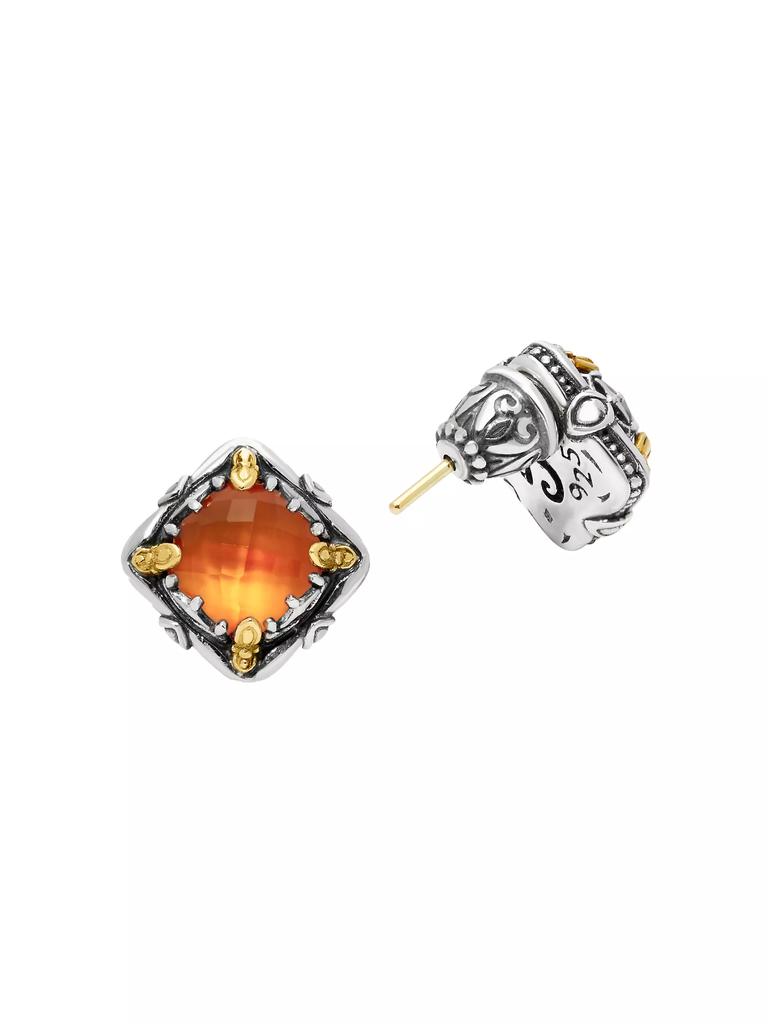 Konstantino Heirloom Sterling Silver, 18K Yellow Gold & Carnelian Doublet Stud Earrings