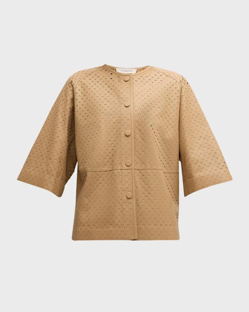 Lafayette 148 New York Perforated Nappa Leather Jacket 1