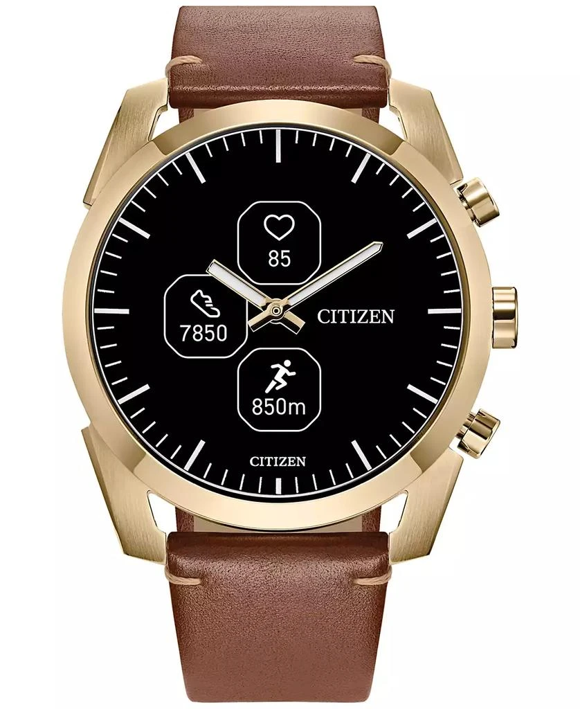 Citizen Men's CZ Smart Hybrid Sport Brown Leather Strap Smart Watch 43mm 1