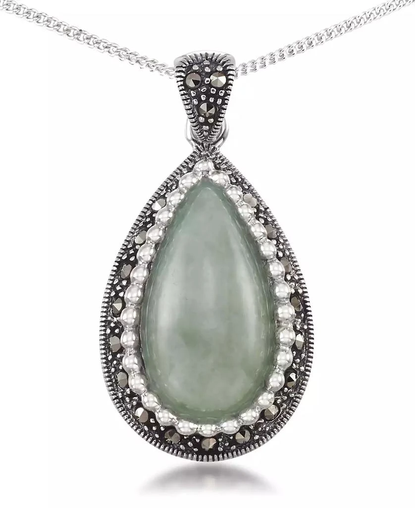 Macy
s Jade (19 x 10mm) 
Marcasite Teardrop Pendant on 18" Chain in Sterling Silver