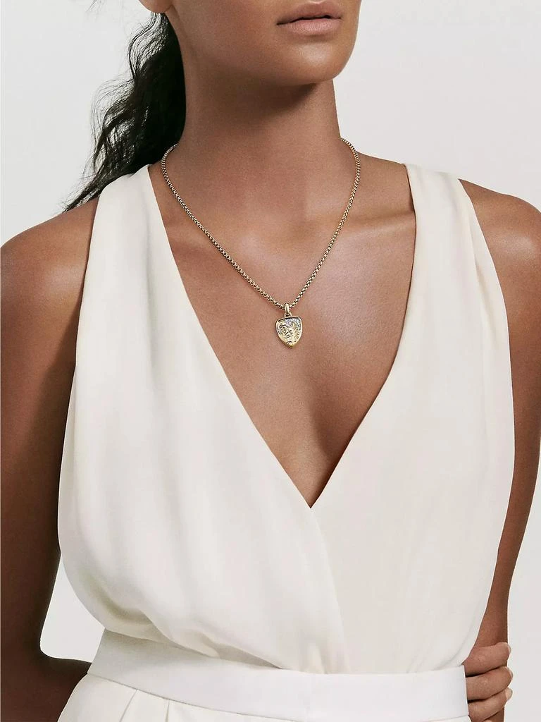 David Yurman St. Michael Amulet in 18K Yellow Gold with Diamonds, 27.5MM 4