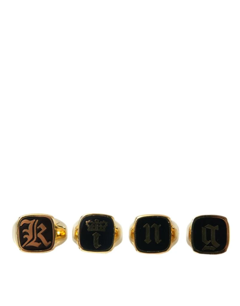 Dolce 
Gabbana Brass KING Enamel Set of 4 Men
s Ring