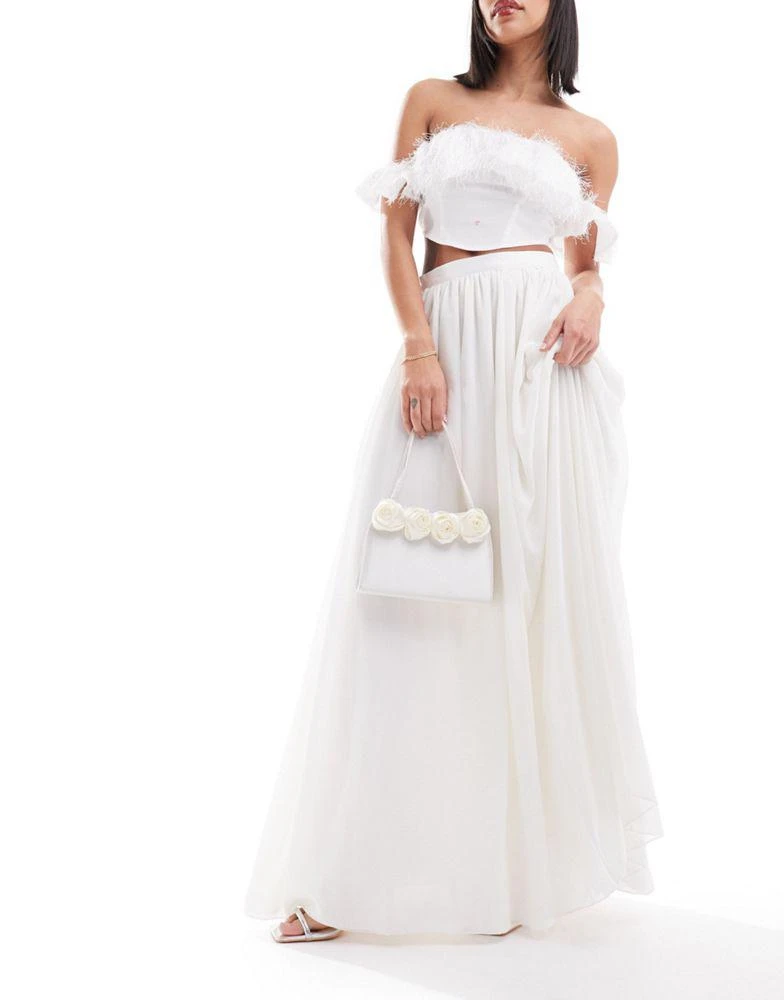 Y.A.S. YAS Bridal tuelle maxi skirt in white - WHITE 3