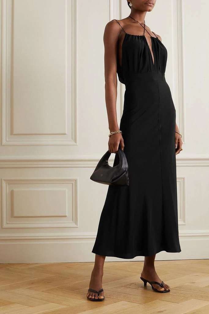 Totême Gathered silk crepe de chine halterneck maxi dress 2