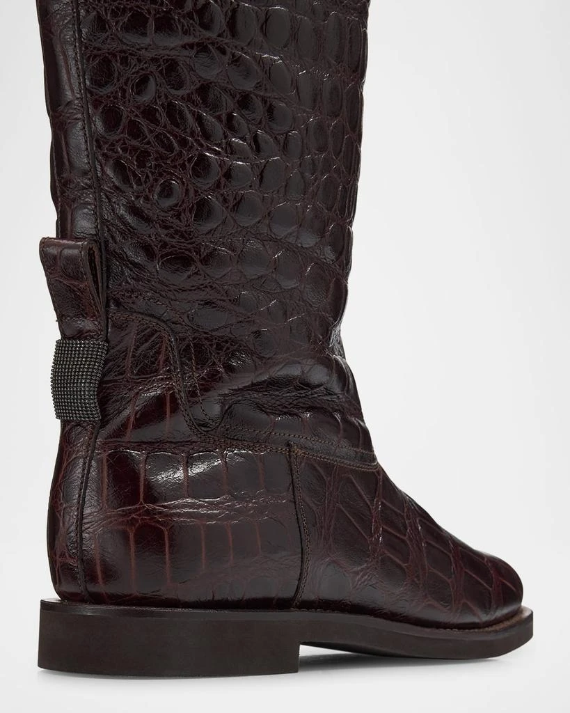 Brunello Cucinelli Croco Embossed Leather Knee Boots 5