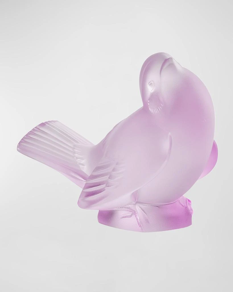 Lalique Sparrow with Head Up Crystal Figure, Pink Luster 1