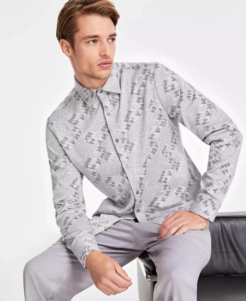 Alfani Men's Jacquard Knit Button-Down Long-Sleeve Shirt, Created for Macy's 3