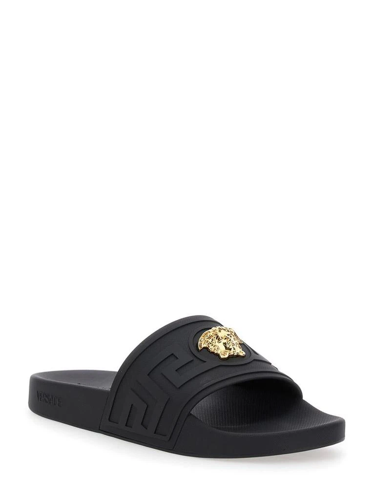 Versace Black Sandals With Medusa Plaque On The Front In Tech Fabric Man 2